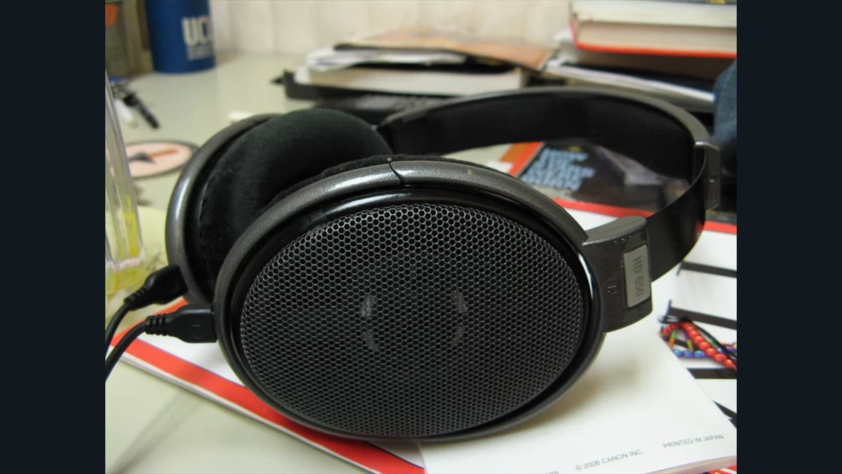 Sennheiser HD 650 headphones showing the open earcup grille and model marking