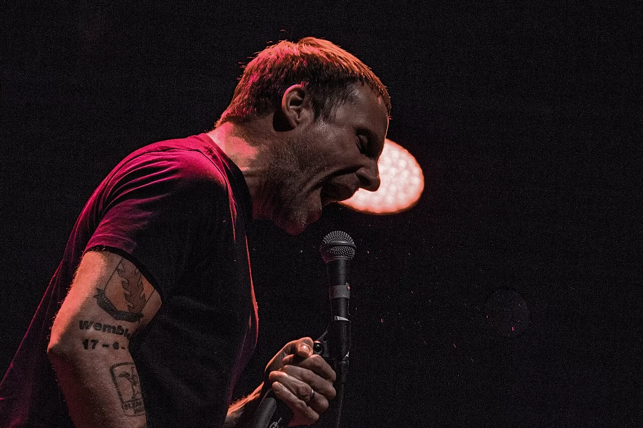 Jason Williamson of Sleaford Mods singing at Haldern Pop Festival in 2018