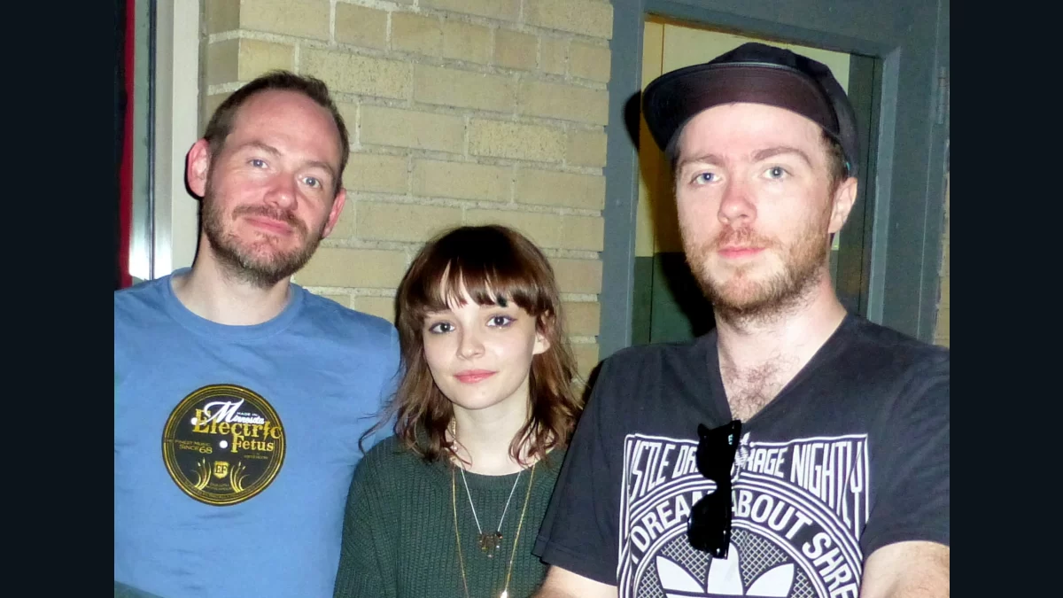 Iain Cook, Lauren Mayberry and Martin Doherty of CHVRCHES together in 2014
