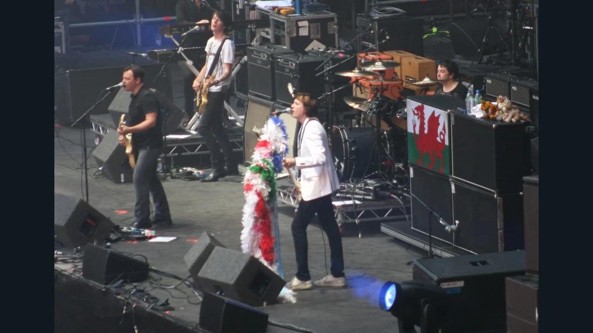 Manic Street Preachers playing on stage in Cardiff in 2010